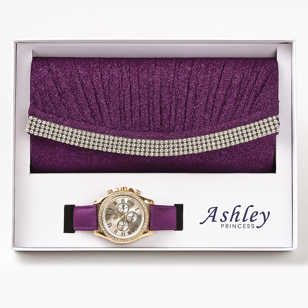 Ashley Purple Watch & Clutch Set