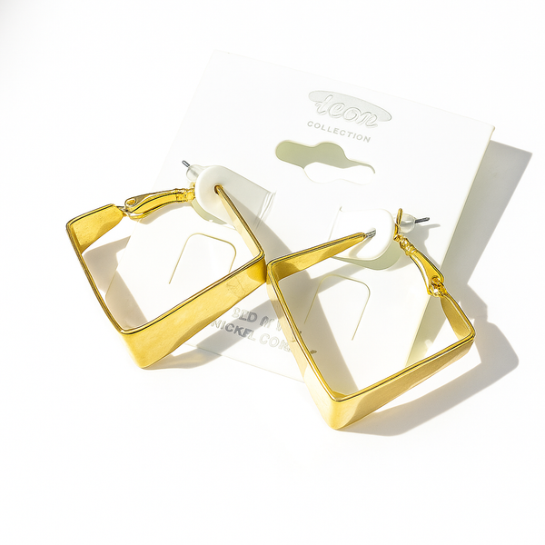 Gold Square Hoop Earrings – Bold