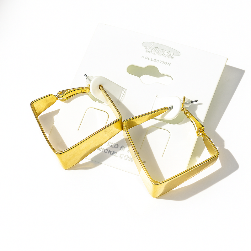 Gold Square Hoop Earrings – Bold