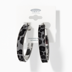 Icon Collections Leopard Print Hoop Earrings