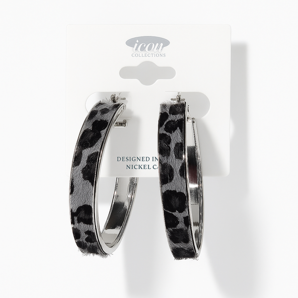 Icon Collections Leopard Print Hoop Earrings