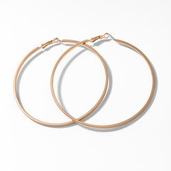 Gold Matt Finish Big Round Hoop Earrings for Women