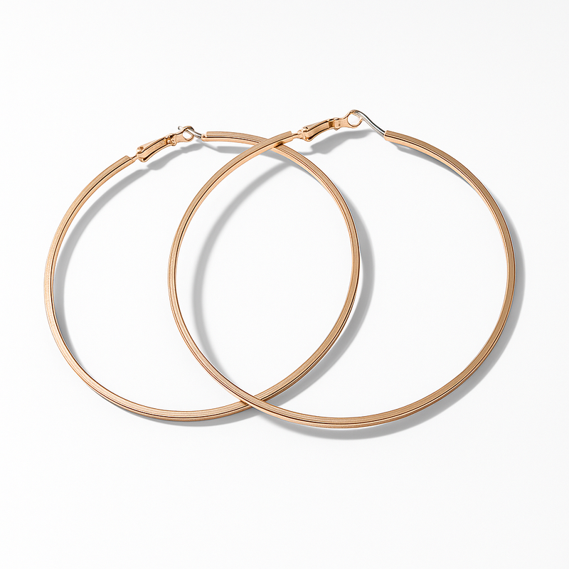 Gold Matt Finish Big Round Hoop Earrings for Women