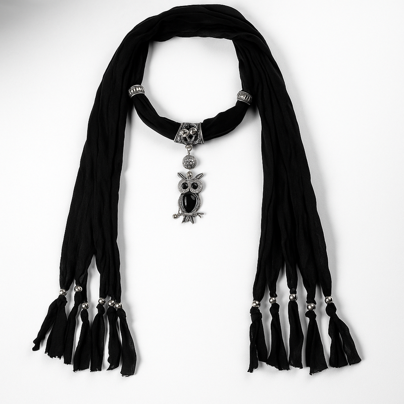 Elegant Cross Charm Pendant Jewelry Necklace Scarf.
