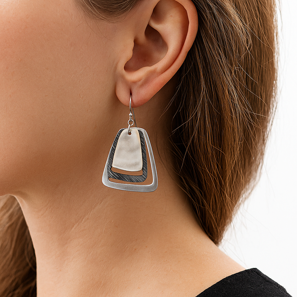 Layered Geometric Drop Earrings