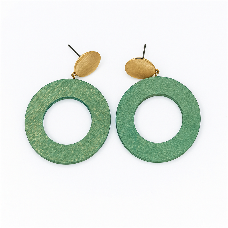 Circle Drop Earrings with Fabric Stud