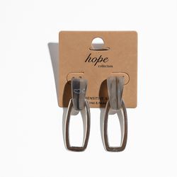 Hope Collection Silver-tone & Gray Resin Oval Drop Earrings