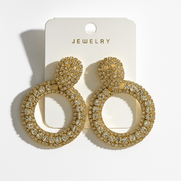 Rhinestone Circle Drop Earrings
