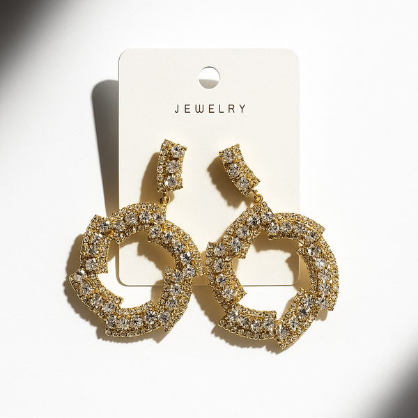 Gold-Tone Crystal Rhinestone Statement Hoop Earrings
