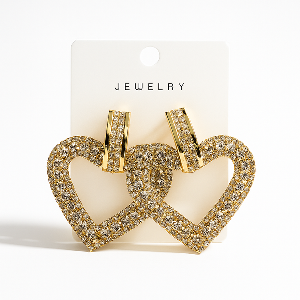 Pave Heart Hoop Earrings