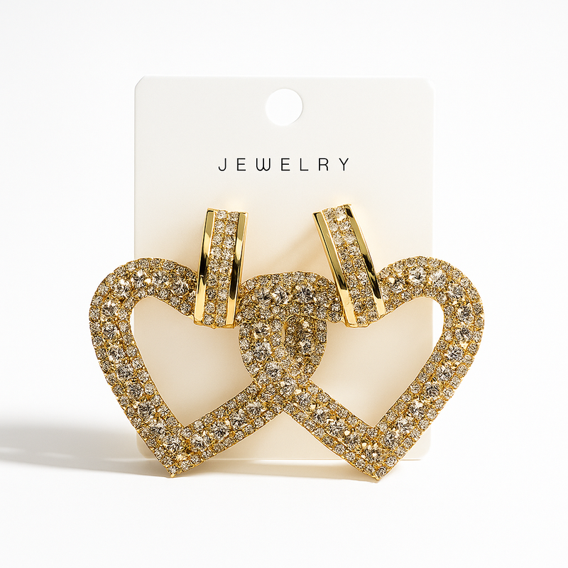 Pave Heart Hoop Earrings