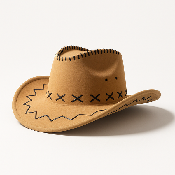 Tan Suede Effect Western Cowboy Hat