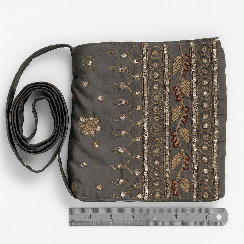Embellished embroidered bag