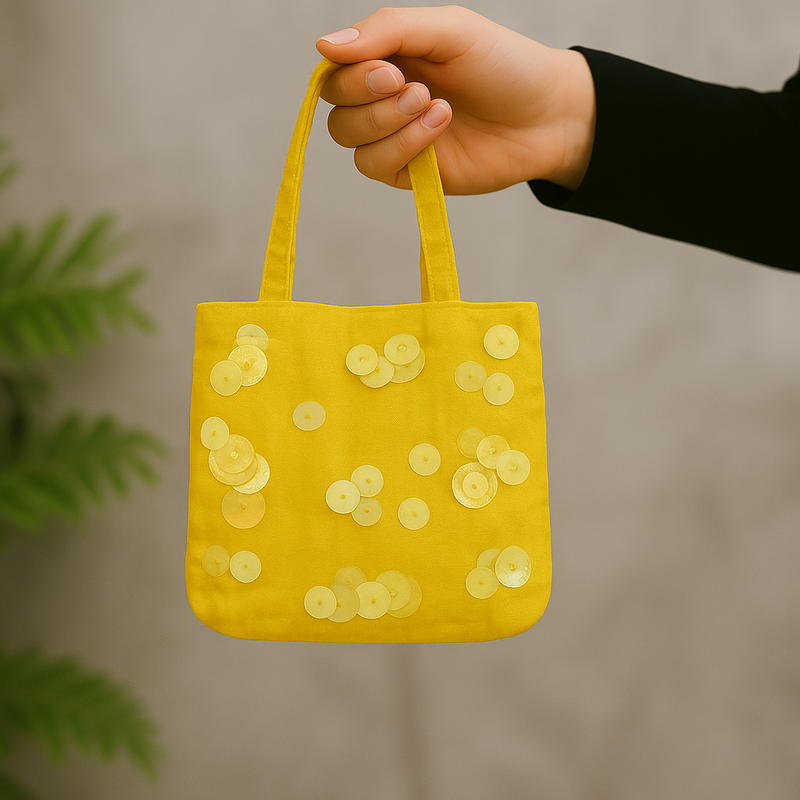 Sequin-embellished mini tote bag