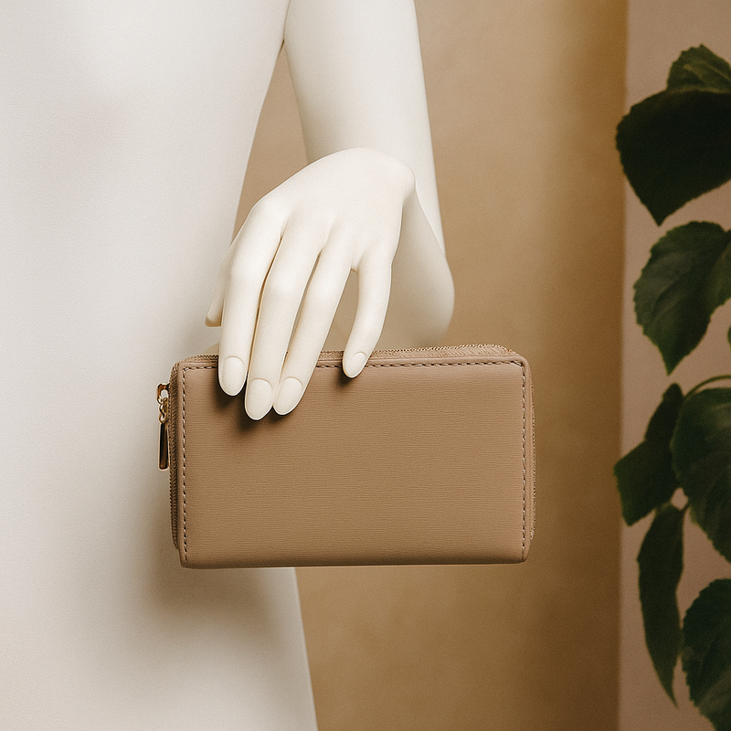 Beige classic leather wallet