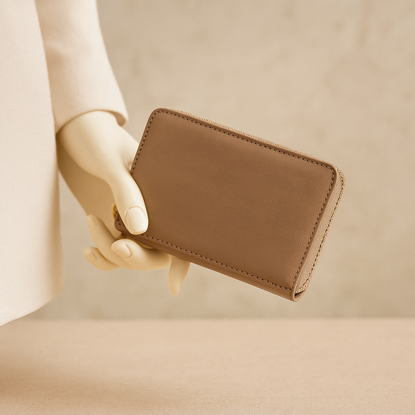 Beige classic leather wallet