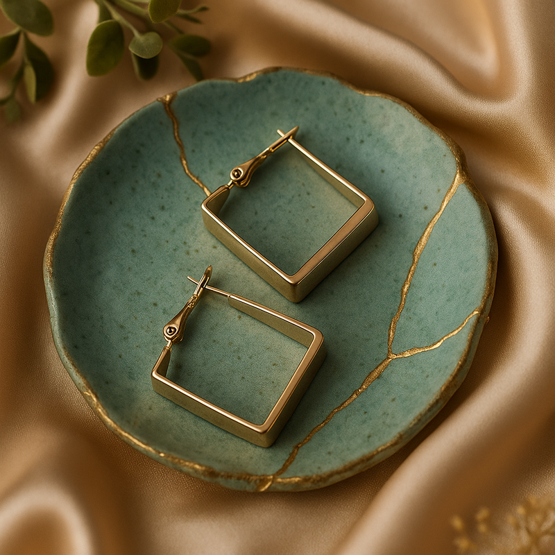 Gold Square Hoop Earrings – Bold