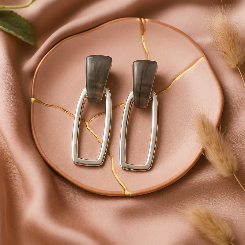 Resin and Metal Drop Earrings.