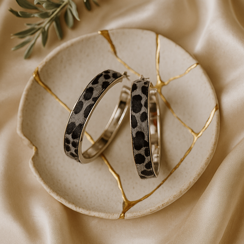 Icon Collections Leopard Print Hoop Earrings