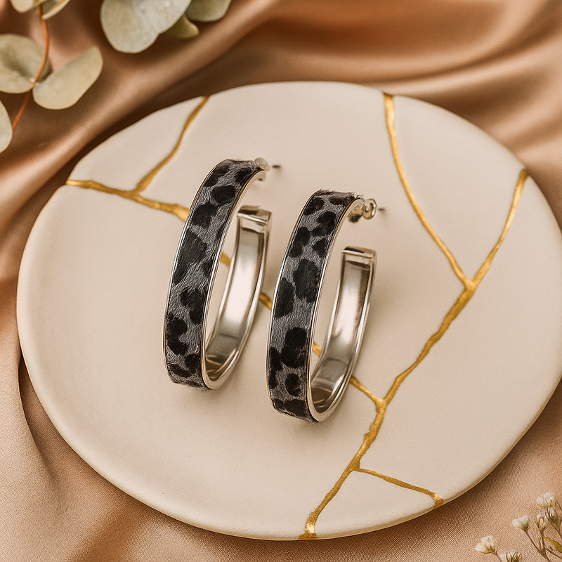 Icon Collections Leopard Print Hoop Earrings