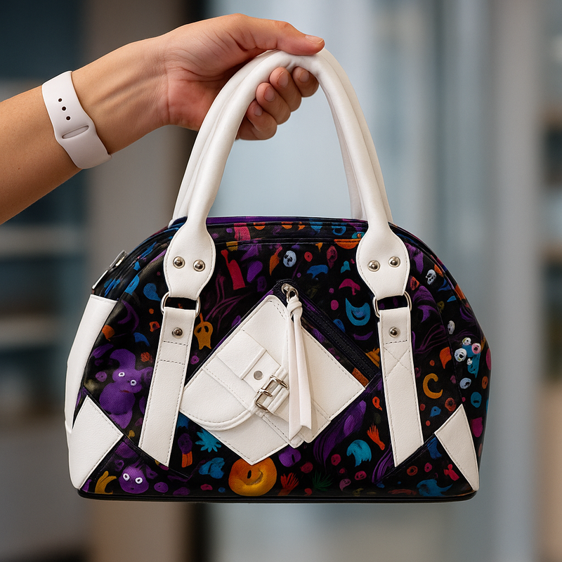 Colorful Patterned Bowler Bag