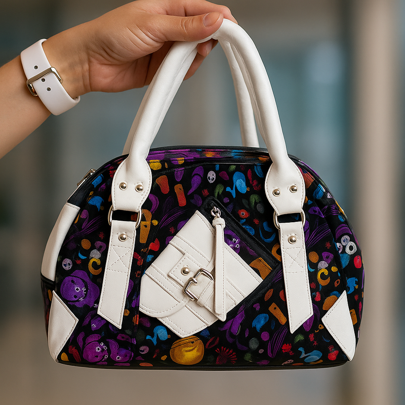 Colorful Patterned Bowler Bag
