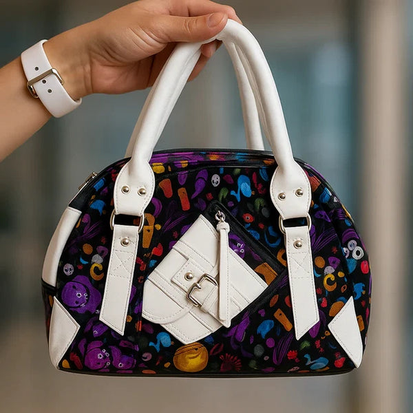Multicolor Graffiti Bowler Bag with Coin Pouch Rolling Bargains
