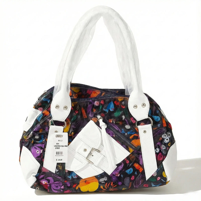 Multicolor Graffiti Bowler Bag with Coin Pouch Rolling Bargains