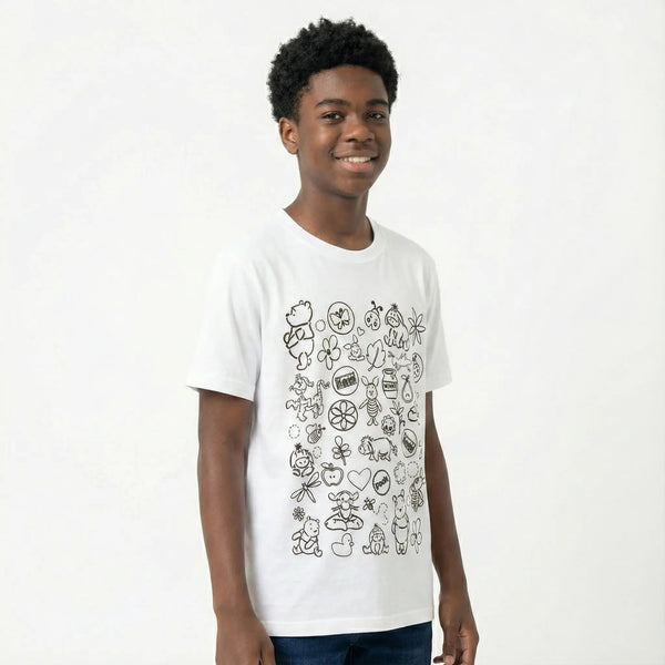 Disney's Winnie The Pooh Outline Print T-Shirt - Boys Size 14-16 Rolling Bargains