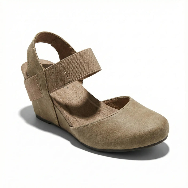 Pierre Dumas 'Dash-1' Comfort Wedge Sandals - Taupe Faux Suede Rolling Bargains