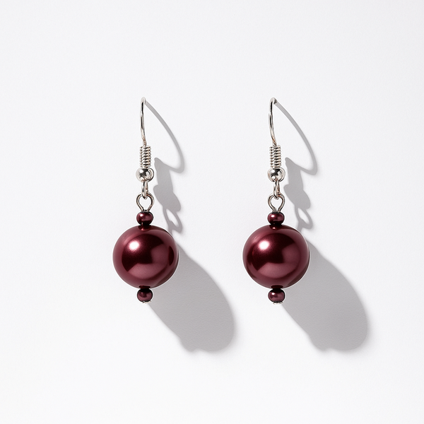 Elegant Maroon Pearl Earrings Rolling Bargains