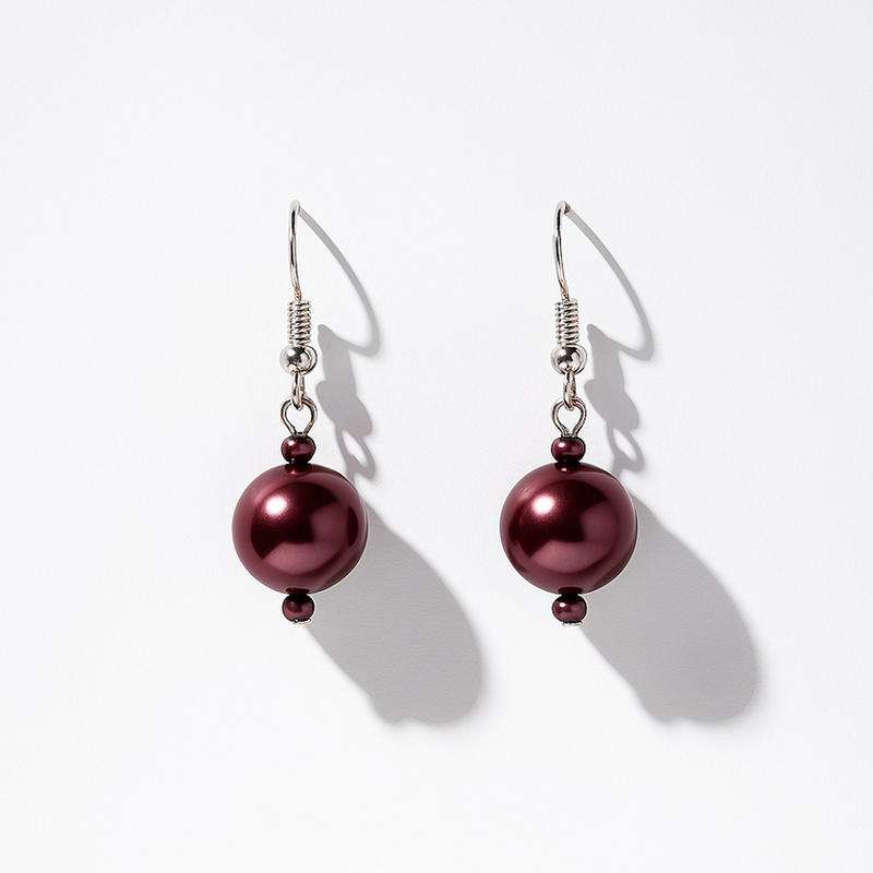 Elegant Maroon Pearl Earrings Rolling Bargains
