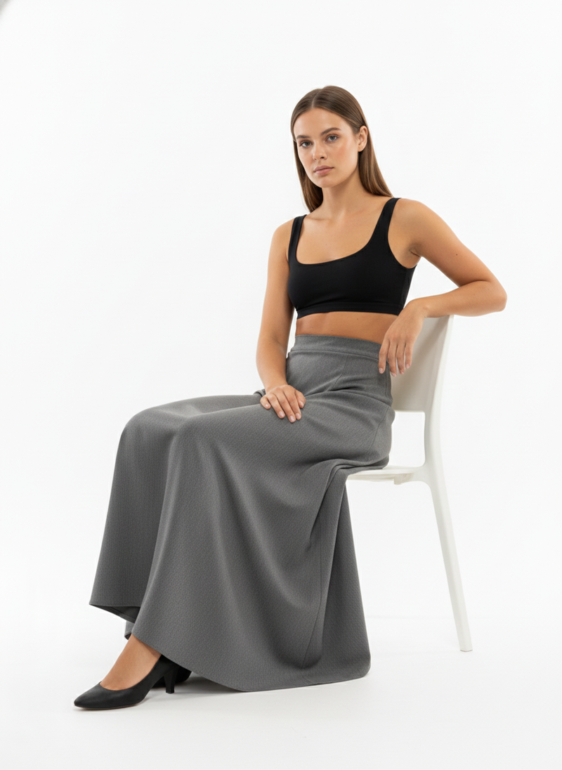 Relaxed Fit Full Length Solid Color Skirt Rolling Bargains