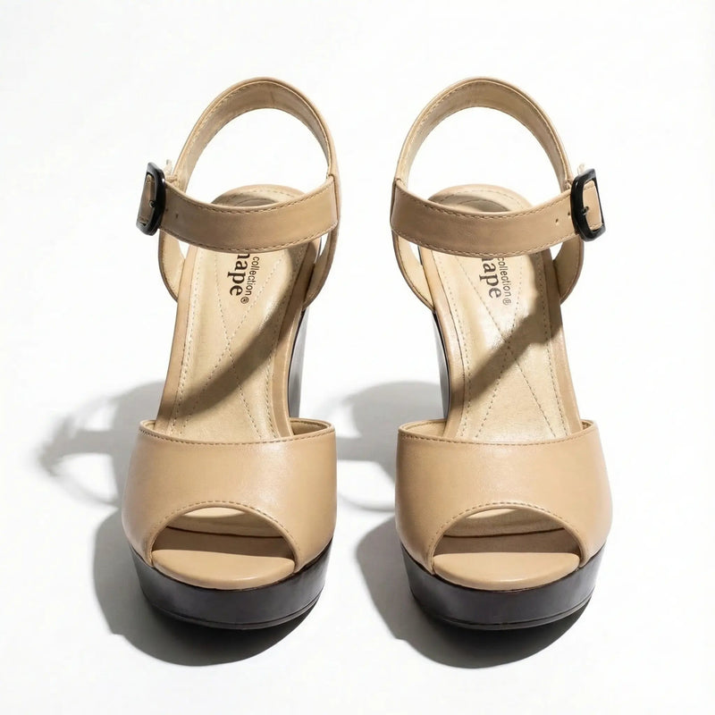 Agape 'Purdue' Navy & Tan Wedge Sandals Rolling Bargains