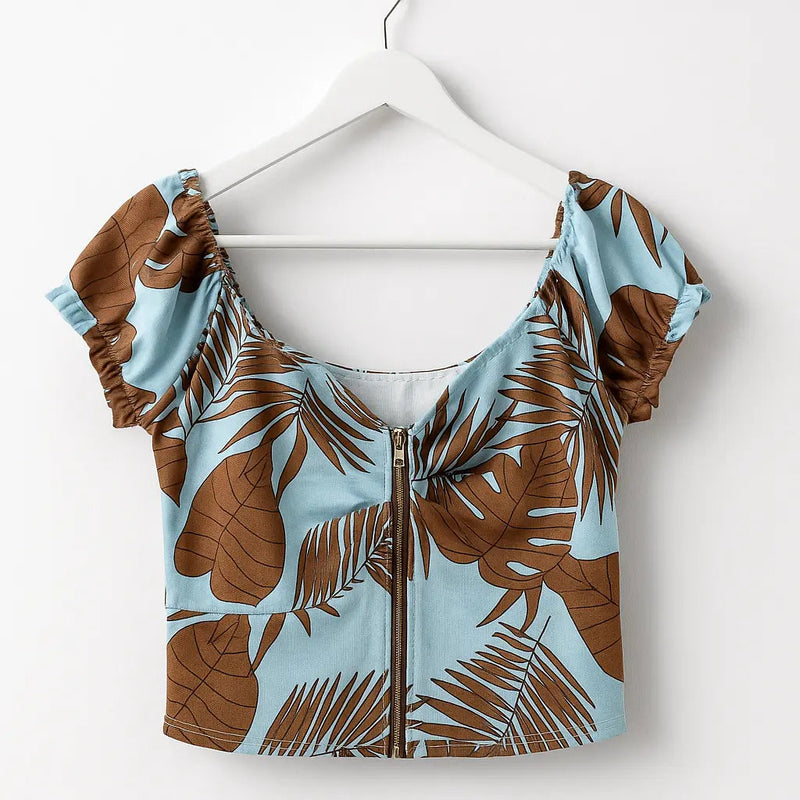 Tropical Breeze Off-Shoulder Zip Top Rolling Bargains