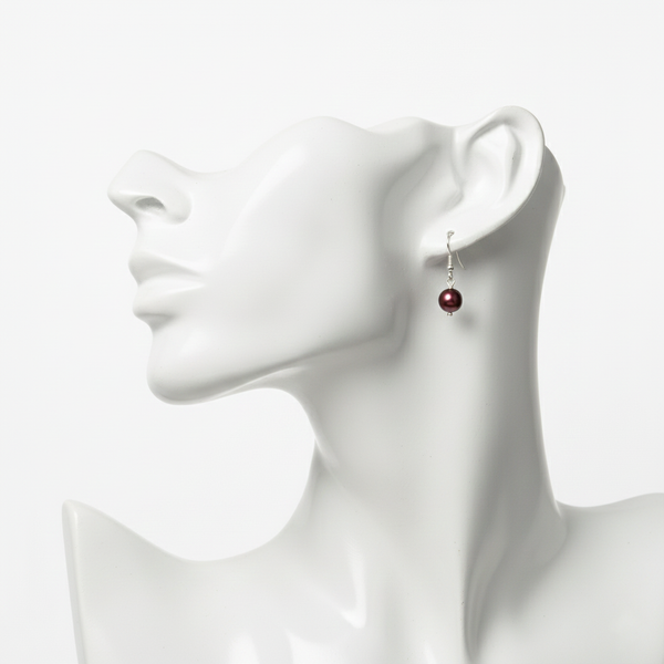 Elegant Maroon Pearl Earrings Rolling Bargains