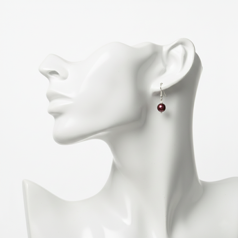 Elegant Maroon Pearl Earrings Rolling Bargains