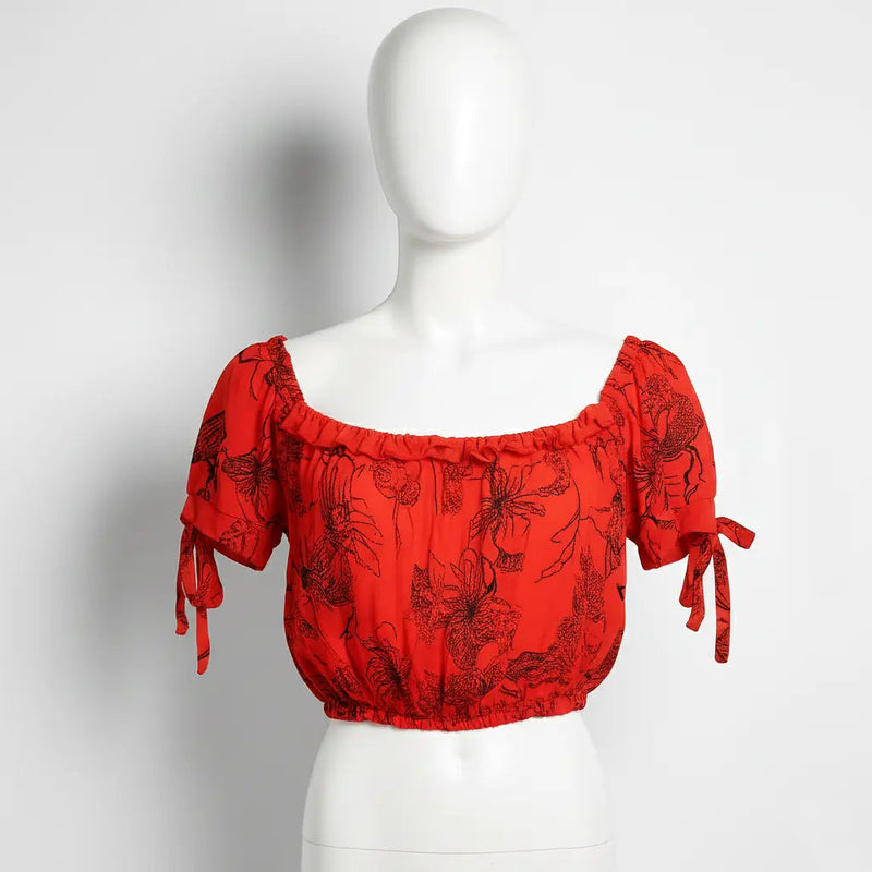 Vibrant Poppy Off-Shoulder Top Rolling Bargains