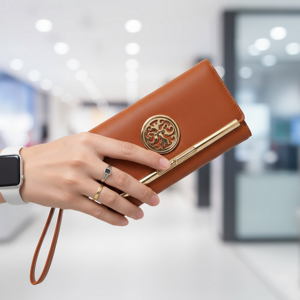 Michael Kors Brown Leather Wristlet Wallet