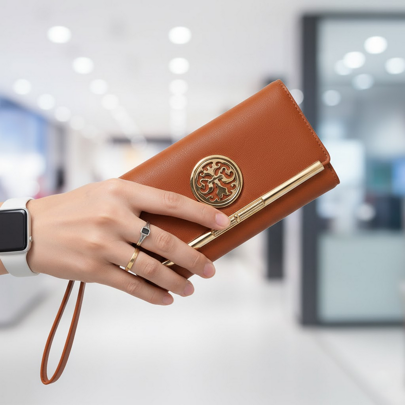 Michael Kors Brown Leather Wristlet Wallet