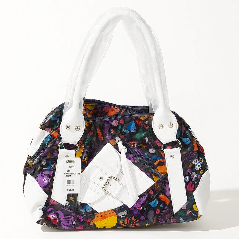 Multicolor Graffiti Bowler Bag with Coin Pouch Rolling Bargains